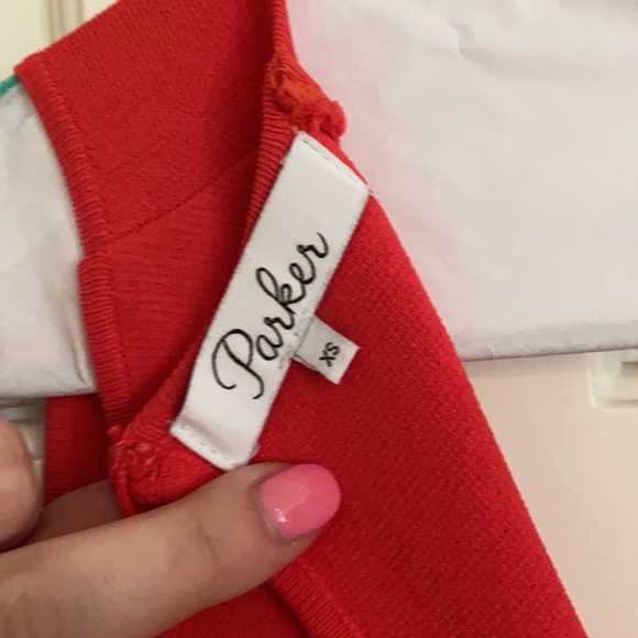 Orange Bermuda Knit Tiered Ruffle Fit/Flare Dress - Picture 7 of 7